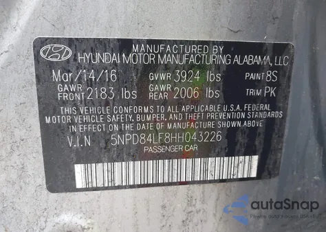 2017 Hyundai Elantra Se из США, поврежденный, VIN 5NPD84LF8HH043226